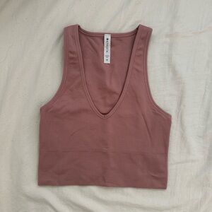Pink Athleta Aurora Seamless Crop Rib Tank